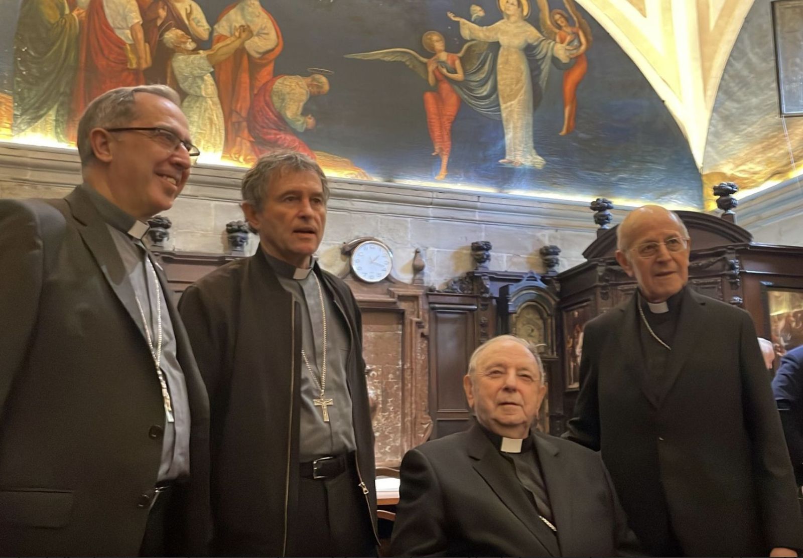 Uriarte, con Blázquez, Segura y Varela, obispos de Bilbao y Zamora, como lo fue él