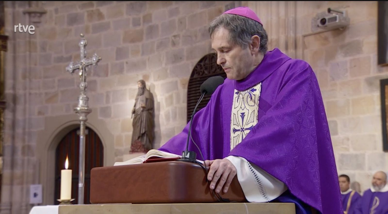 Joseba Segura, durante la misa de este domingo