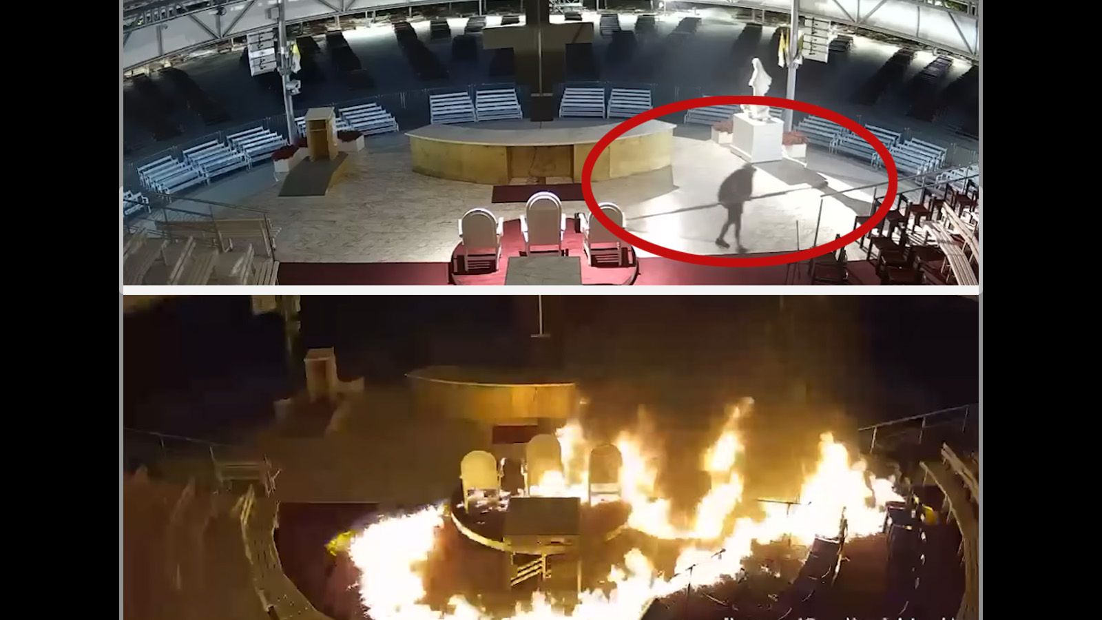 Un hombre prende fuego en el santuario de Medjugorge