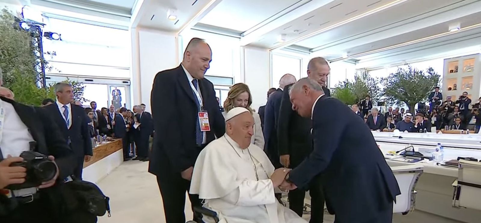 Francisco, con el rey de Jordania, Meloni y Erdogan