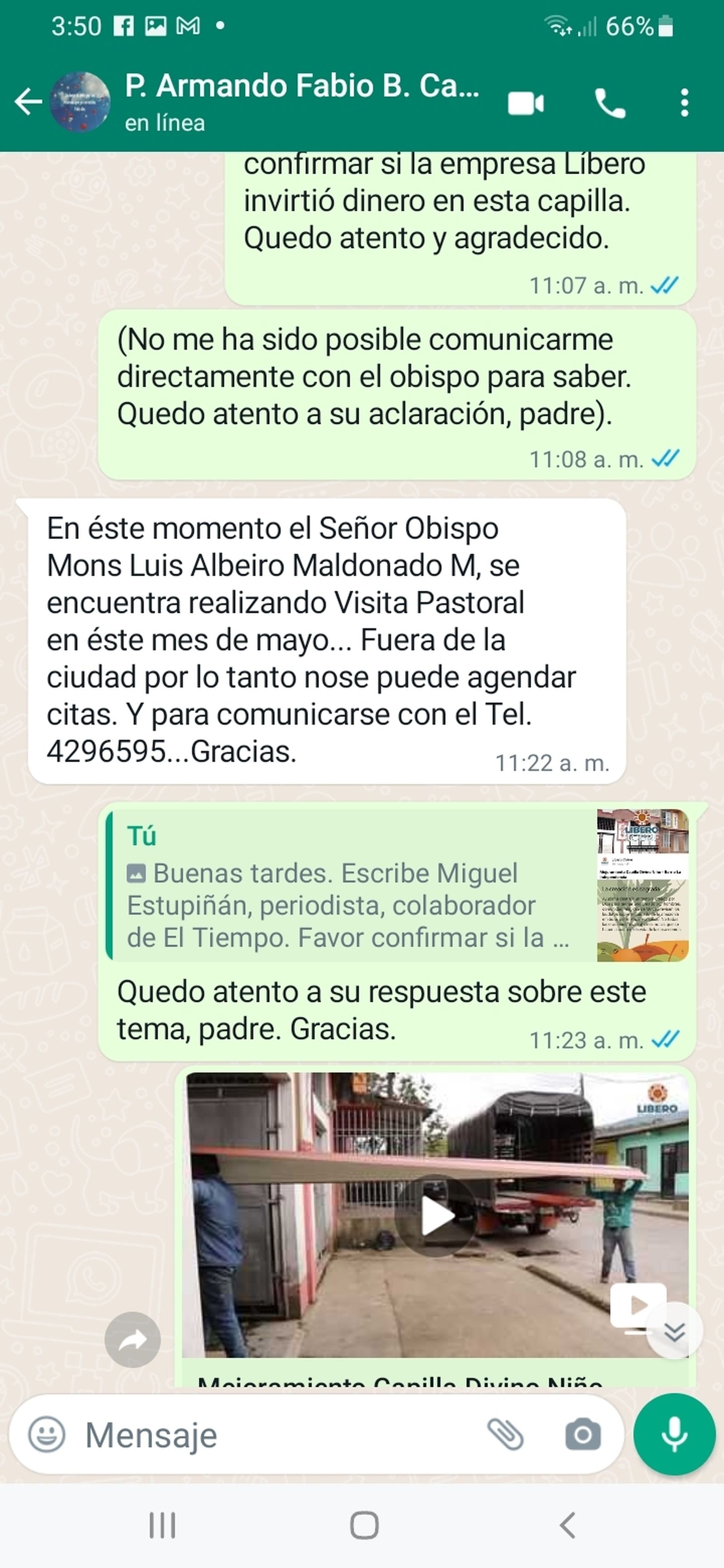 Conversación con el canciller de la diócesis