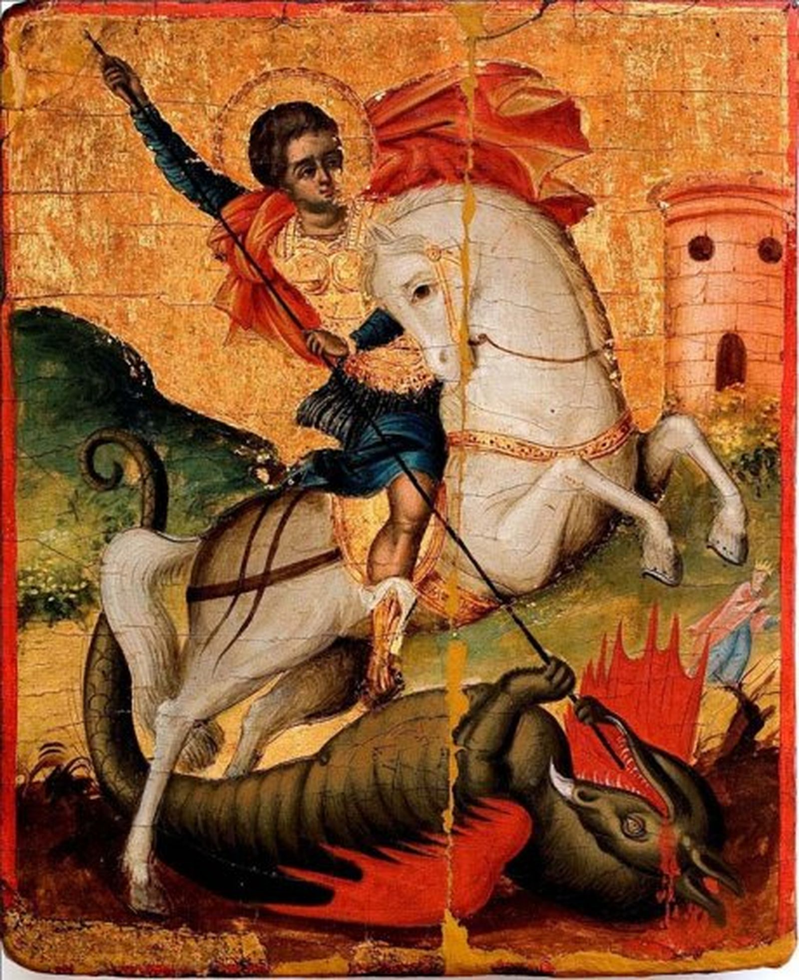 San Jorge matando al dragón, Escuela de las Islas Jónicas, Grecia. Siglos XVII-XVIII. Museo Nacional de Bellas Artes de Cuba