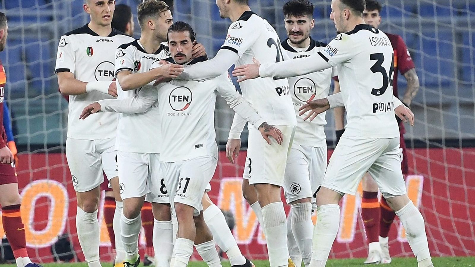 El Spezia ayer, en el partido con la Roma