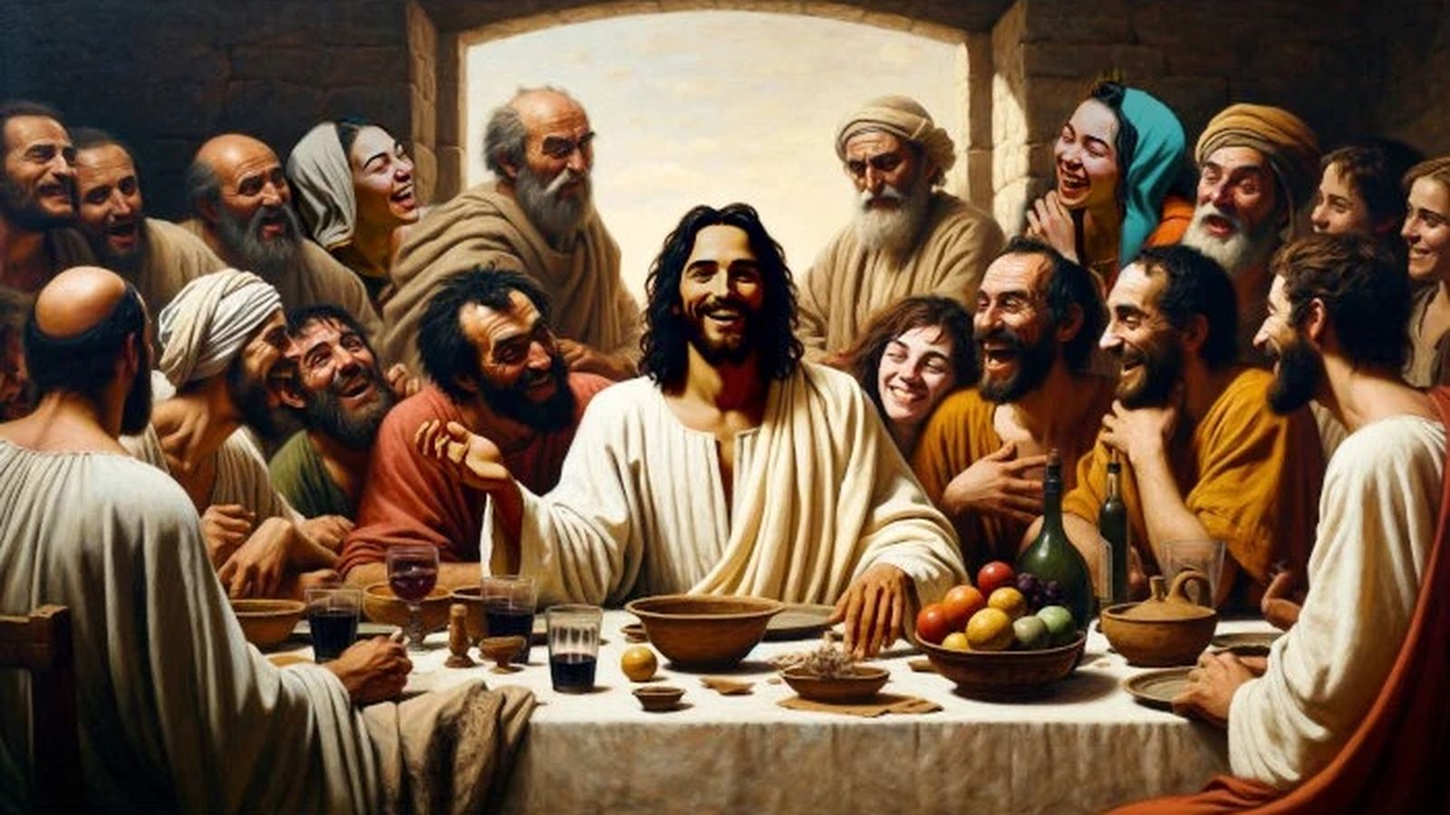 Jesús comiendo con publicanos y pecadores