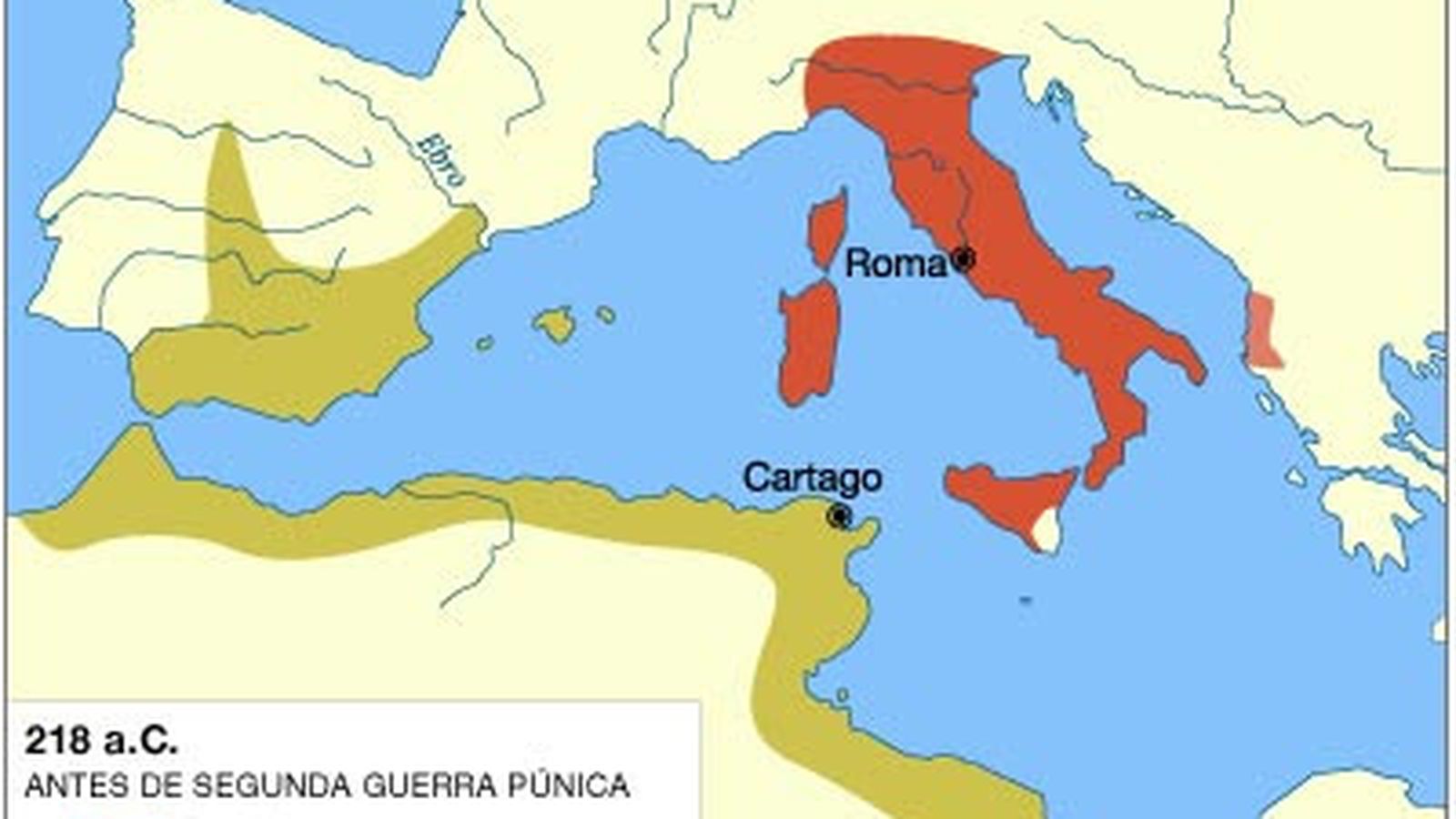 Zona de influencia de Roma antes de la 2ª Guerra Púnica