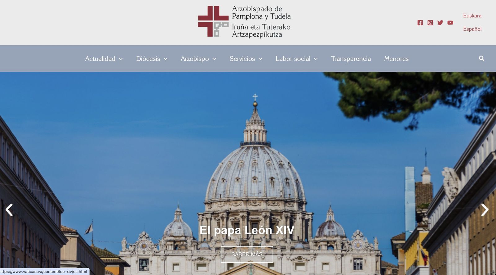 Web del arzobispado de Pamplona