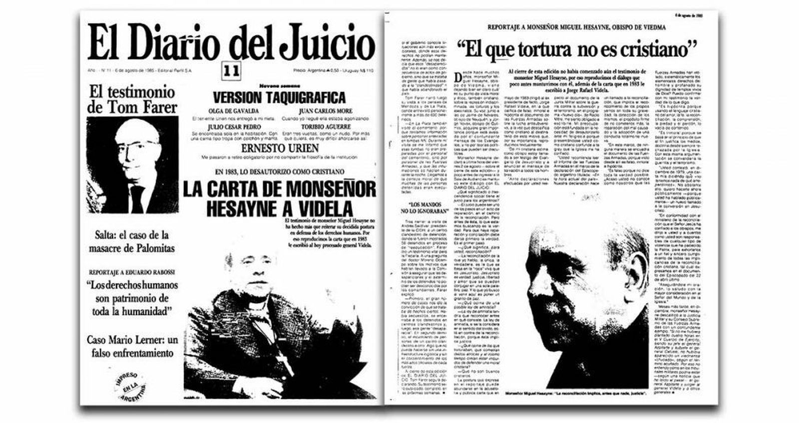 "El que tortura no es cristiano". Hesayne a Videla en El Diario del Juicio