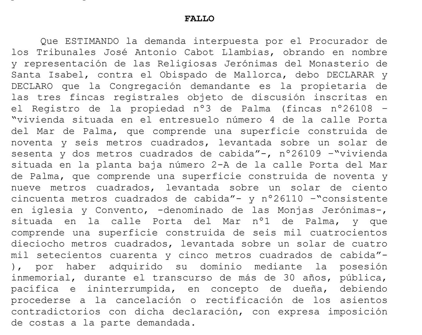 El fallo del tribunal