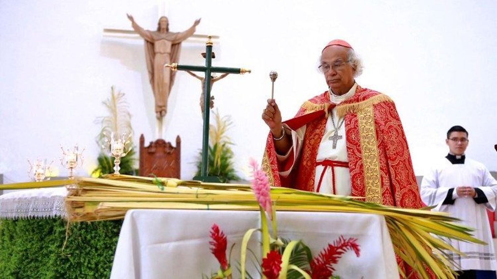 El cardenal Brenes, durante la misa