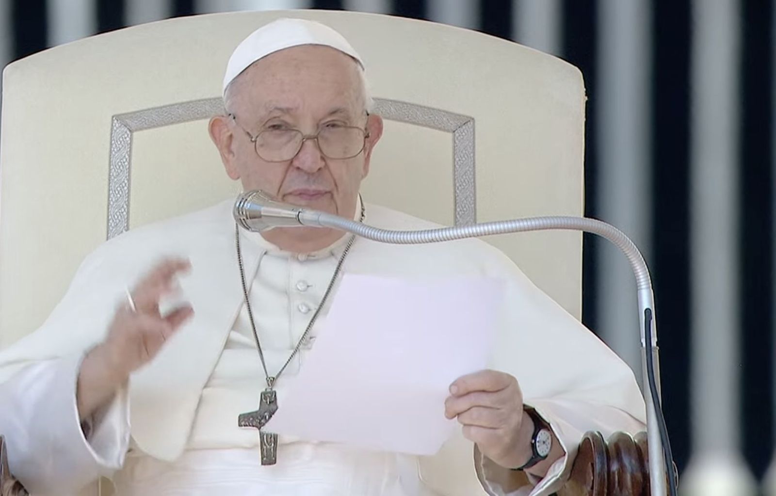 Francisco saluda a los peregrinos en la audiencia