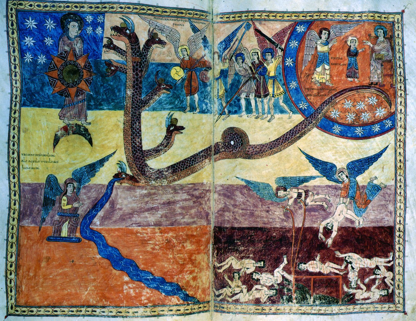 La mujer vestida de sol y el dragón. Beato de Liébana, códice del Monasterio de San Salvador de Tábara, Zamora