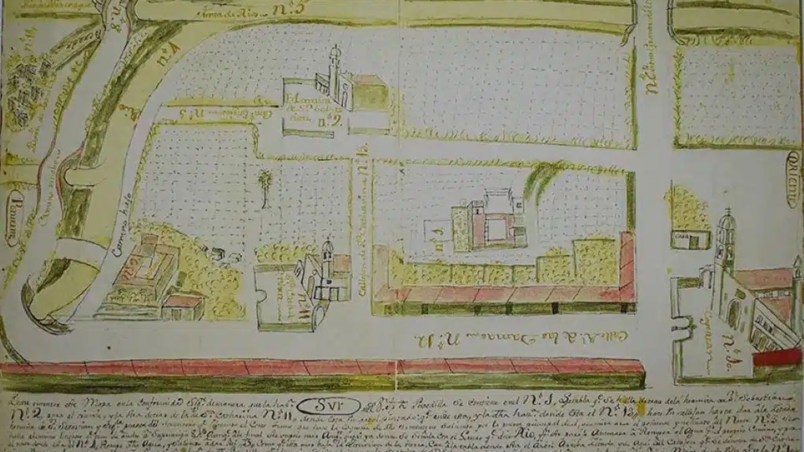 Mapa de Coyoacán elaborado por Carlos Casuso en 1750