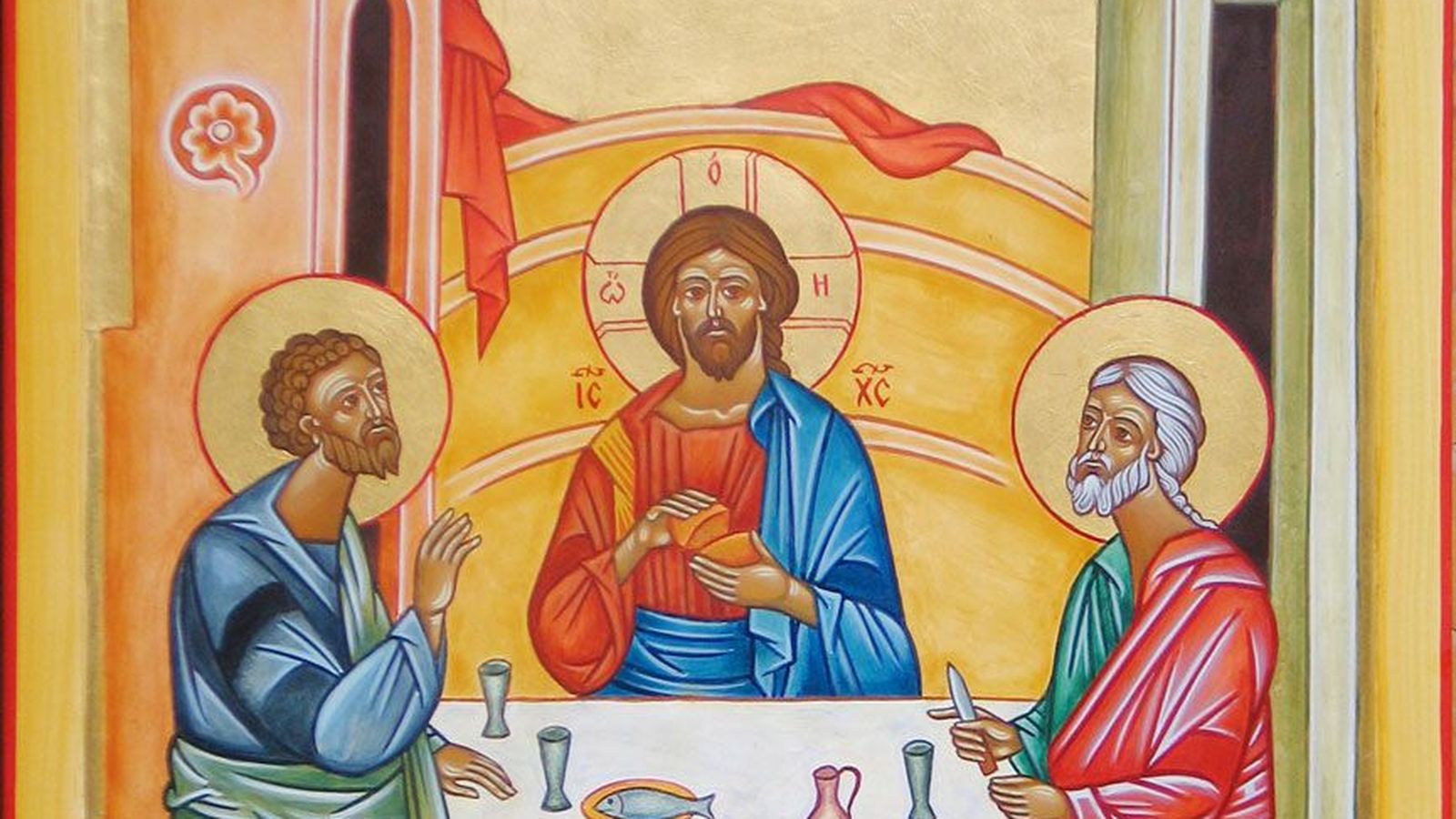 Icono discípulos de Emaús en la mesa