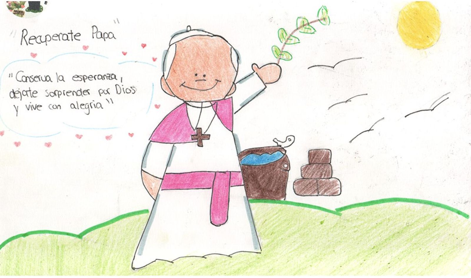 Dibujo de un niño al Papa