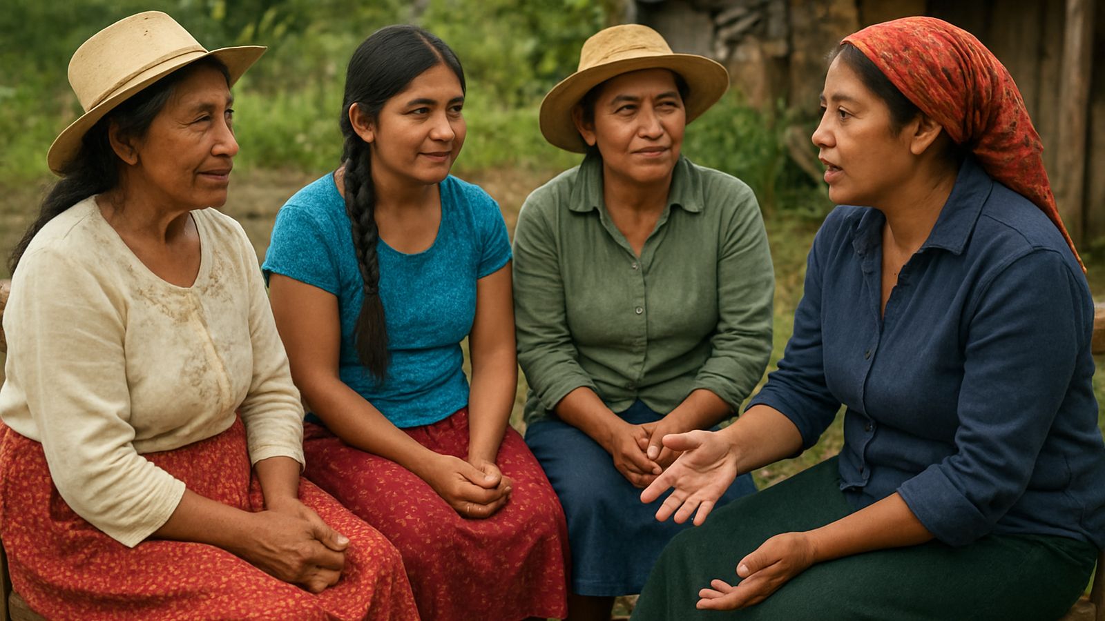 María con amigas y hermanas