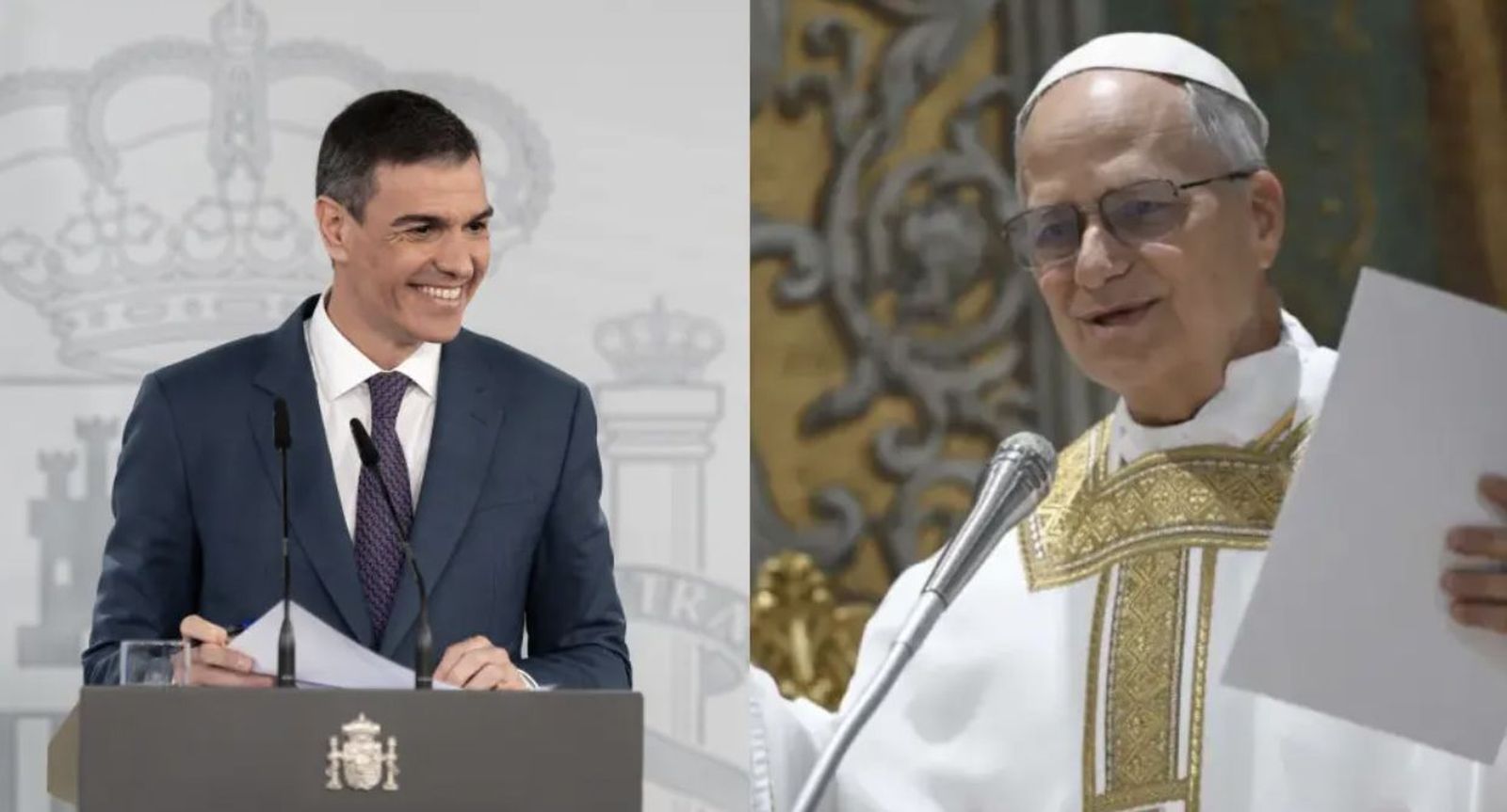 Pedro Sánchez y León XIV
