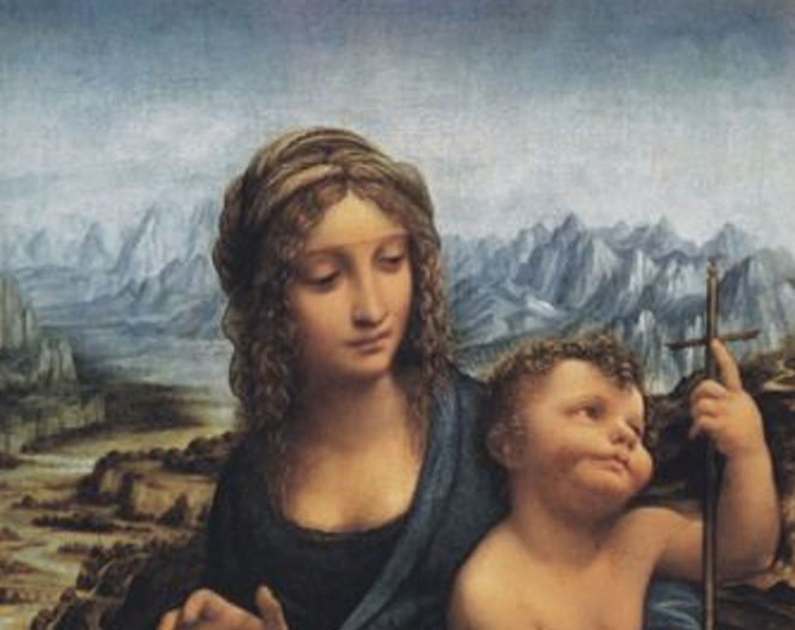 Montañas en 'La Virgen del huso'. Leonardo Da Vinci