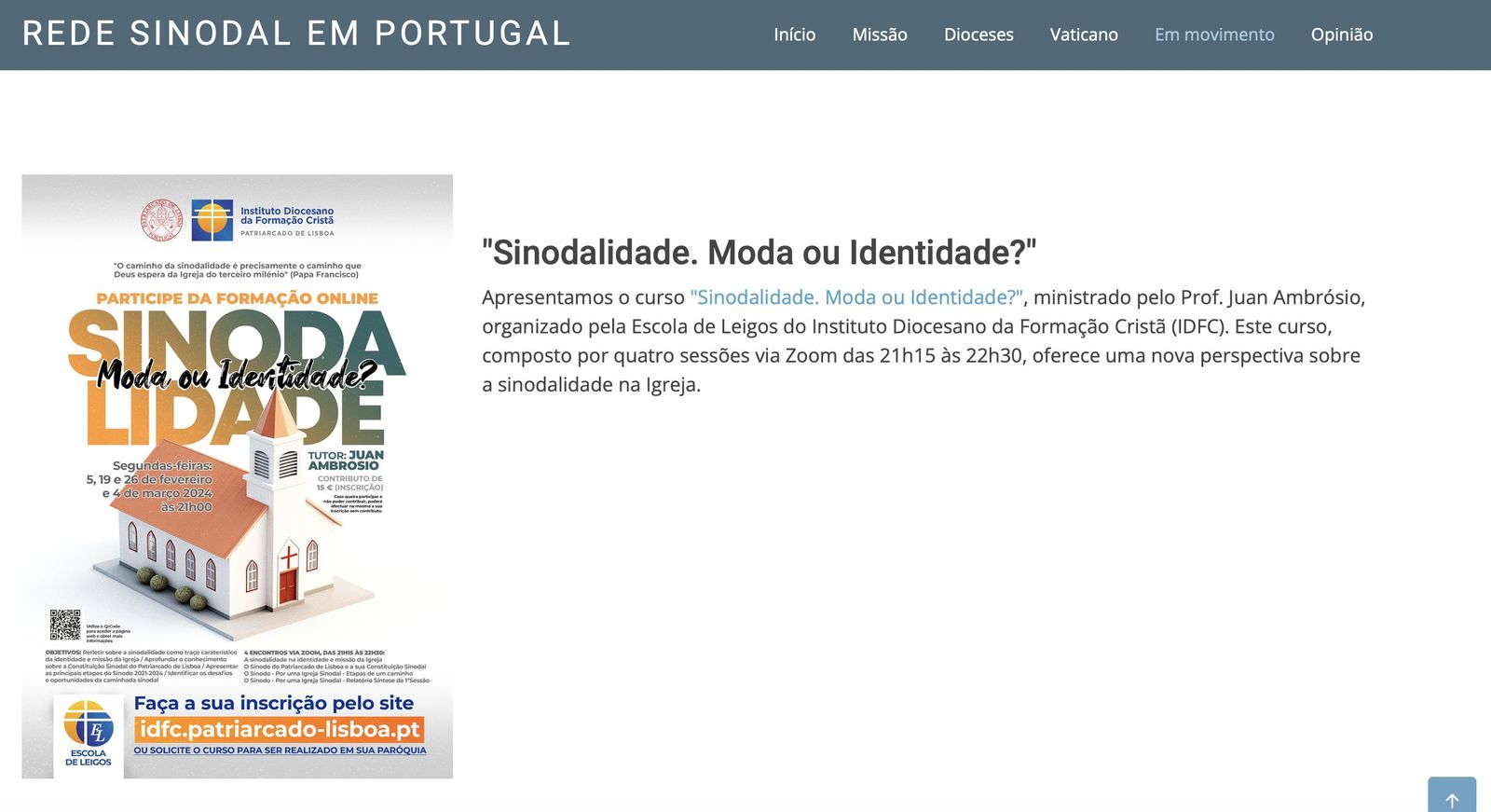 Contenido de la plataforma de apoyo al Sínodo 'Rede Sinodal'