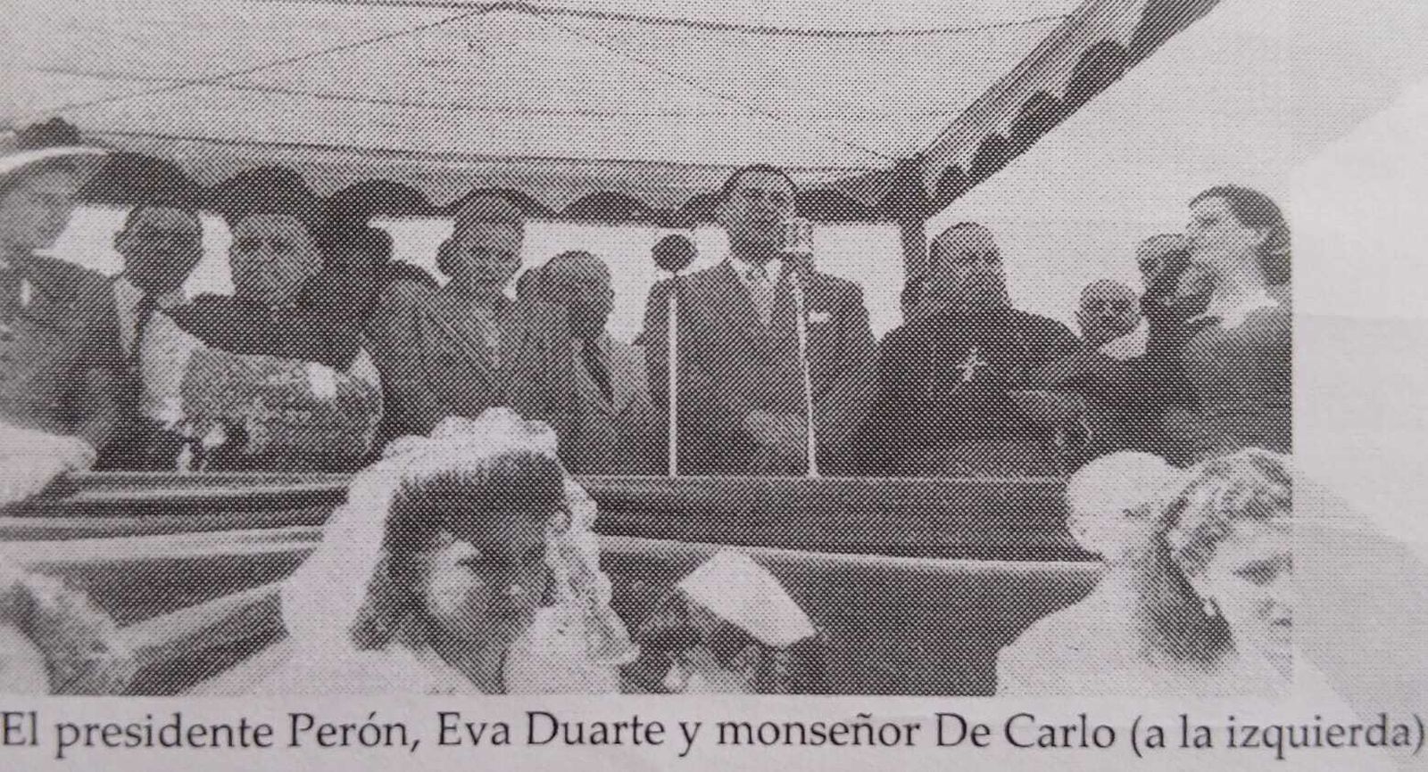 Eva Duarte, Perón y monseñor De Carlo