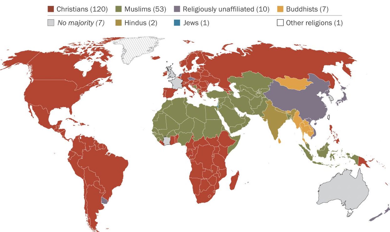 El mapa de las religiones en el mundo