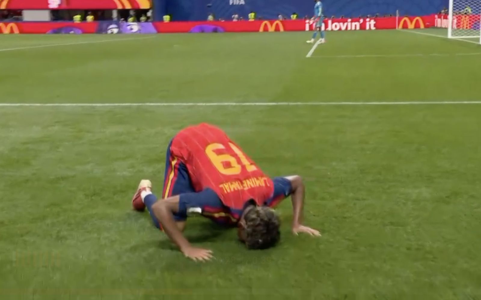 Lamine Yamal celebra su primer gol en el Mundial 2026