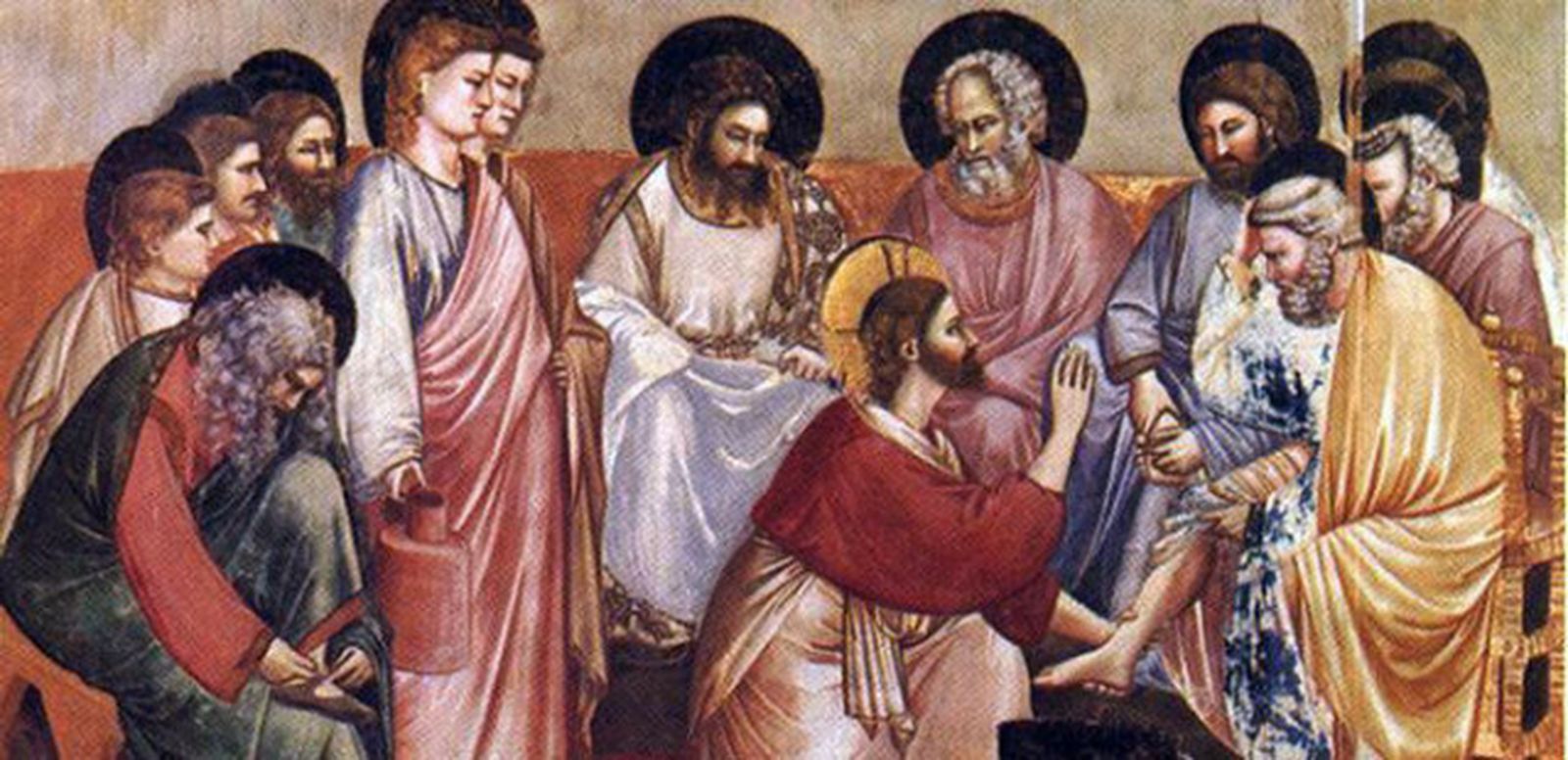 Jesús lava los pies a sus discípuulos