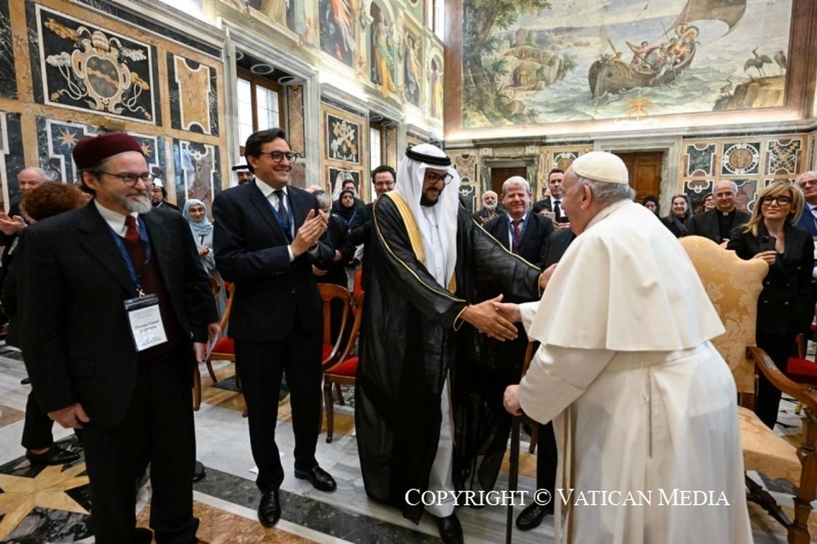 El Papa durante su audiencia de hoy