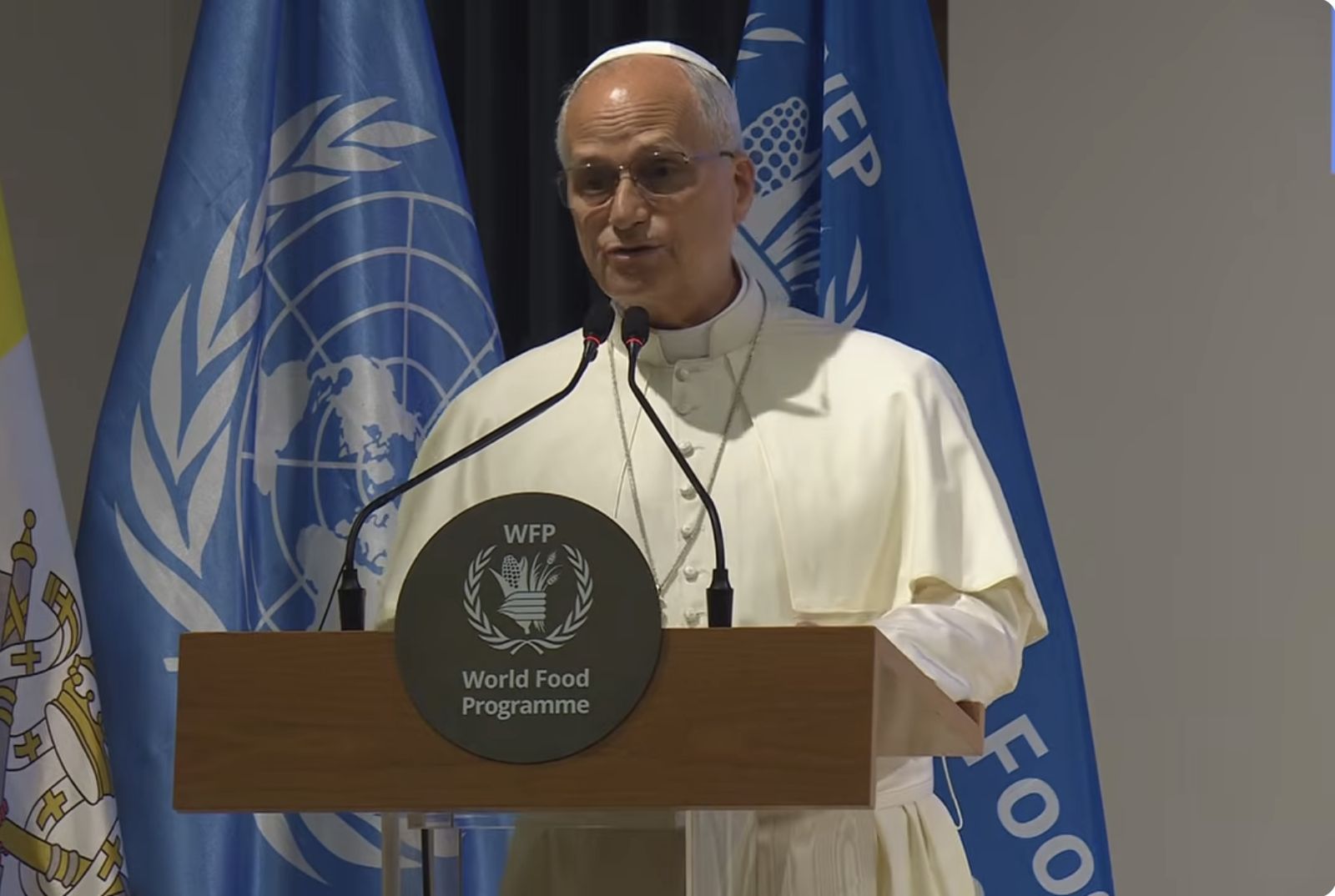 El Papa, en la sede del PMA, en Roma