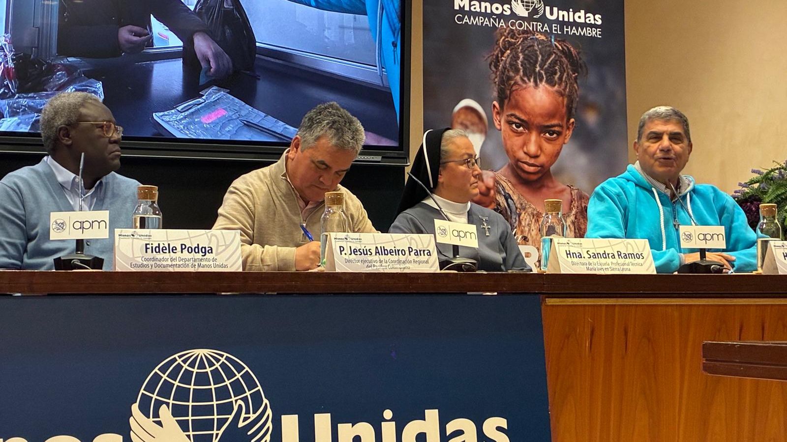 Parra, Ramos y Sabe, en la presentación de la Campaña de Manos Unidas