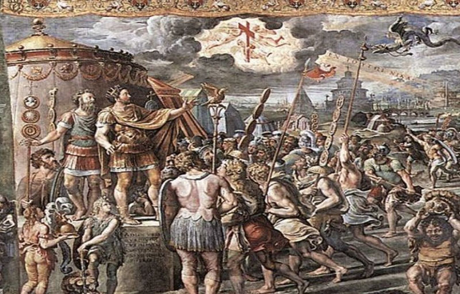 Visión de Constantino en la batalla del Puente de Milvio ‘In hoc signo vinces’ (Con este signo vencerás)