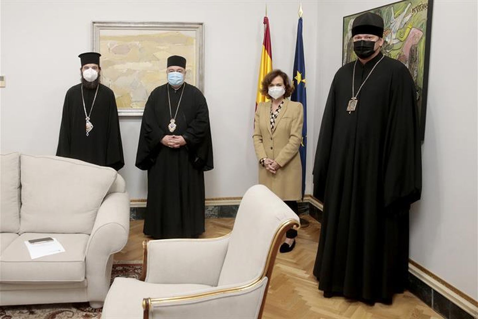 Carmen Calvo con los líderes ortodoxos