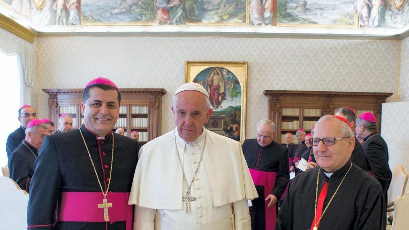 Basel Yaldo, con el Papa y con el cardenal Sako