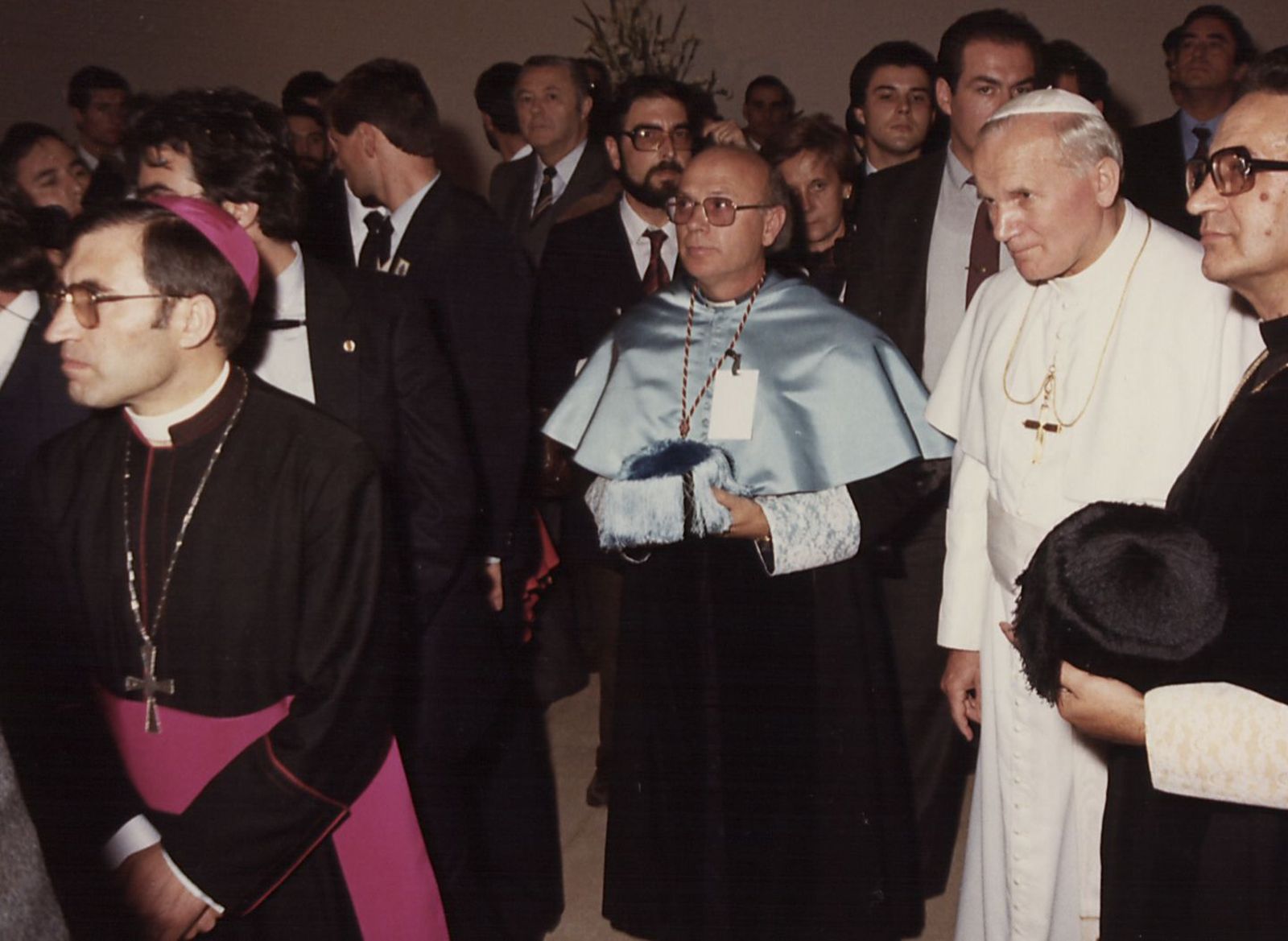 Wojtyla, con el rector de la UPSA y un jovencísimo Rouco
