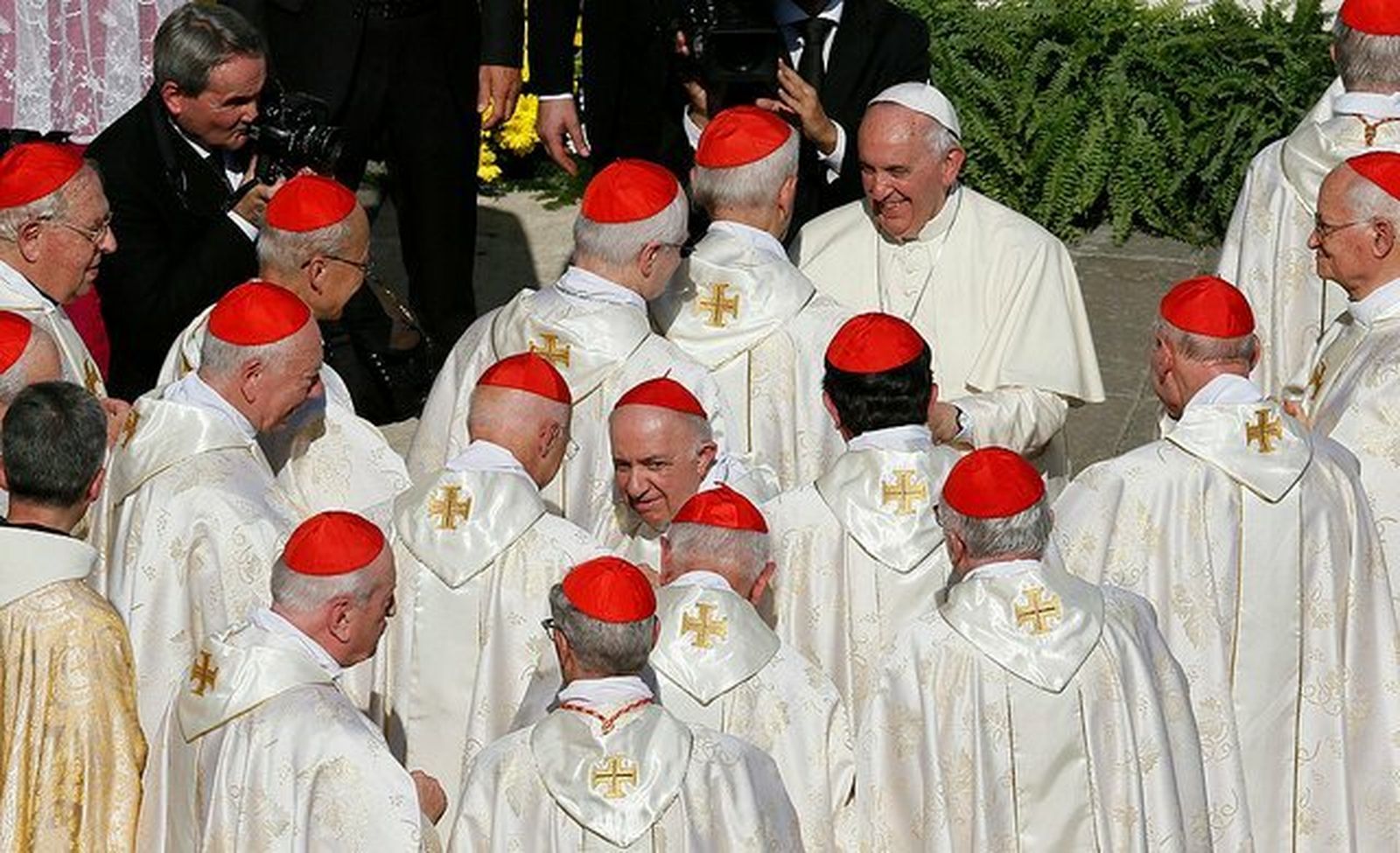 El Papa Francisco, rodeado de cardenales