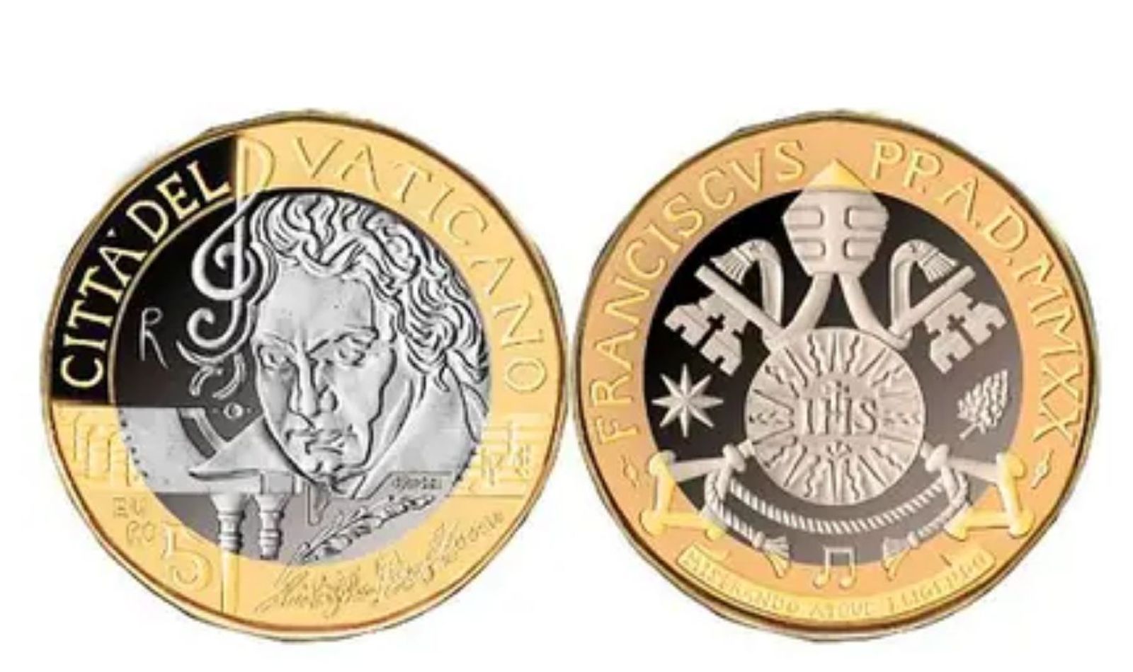La moneda vaticana conmemorativa de Beethoven