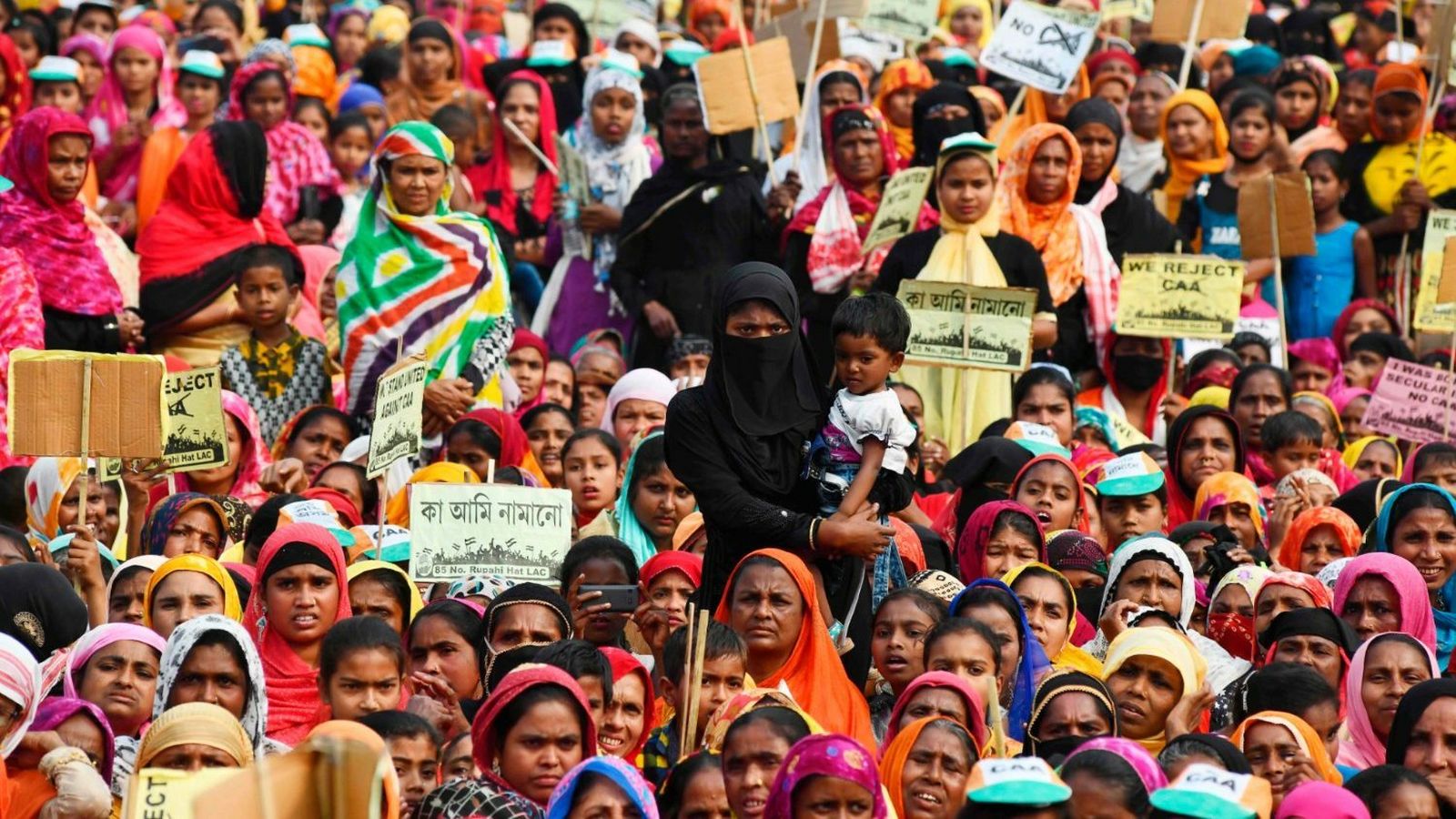 Mujeres musulmanas en una protesta contra la nueva ley de ciudadanía de la India