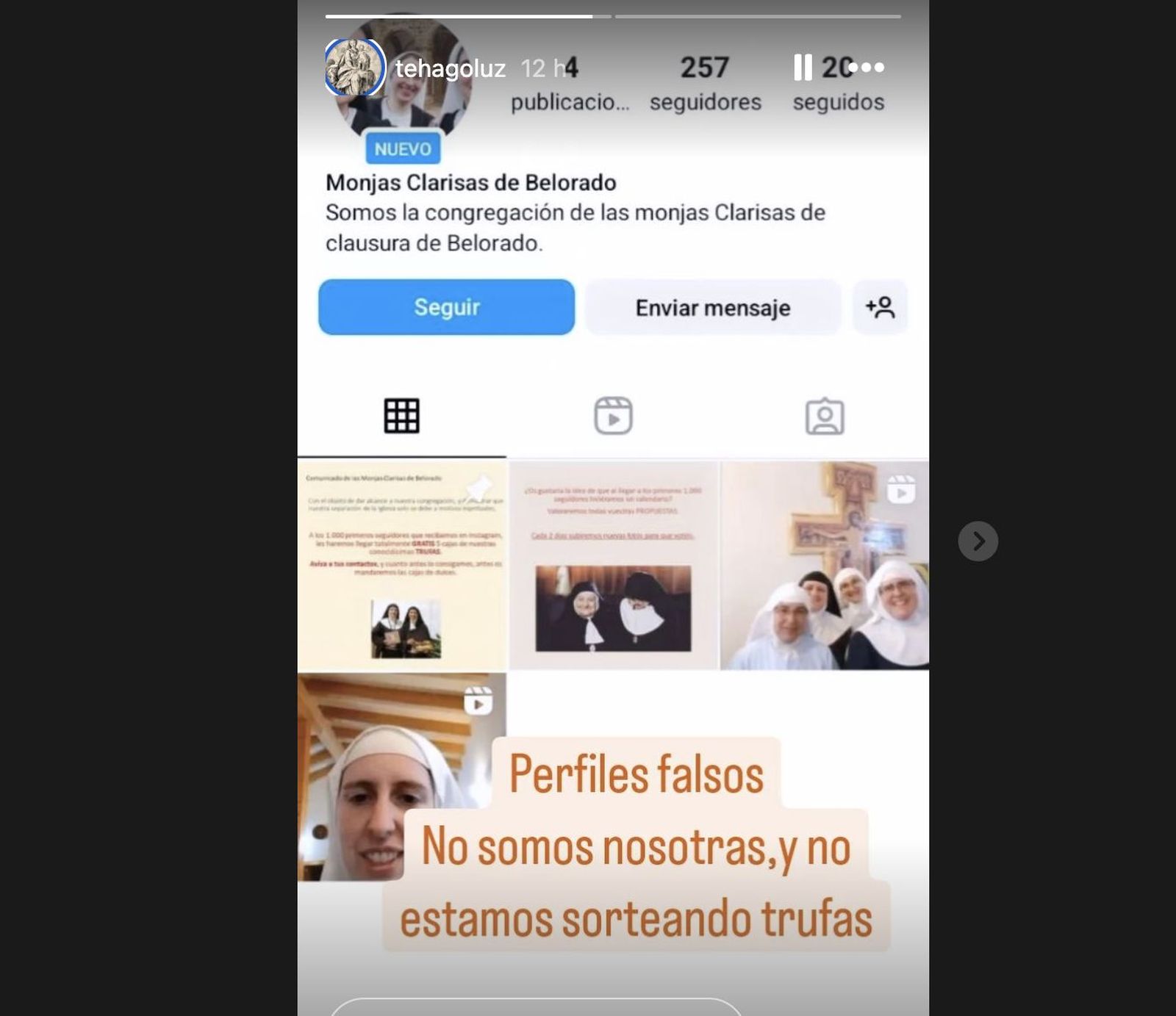 Las clarisas de Belorado advierten de cuentas 'fake' que suplantan su identidad en Internet