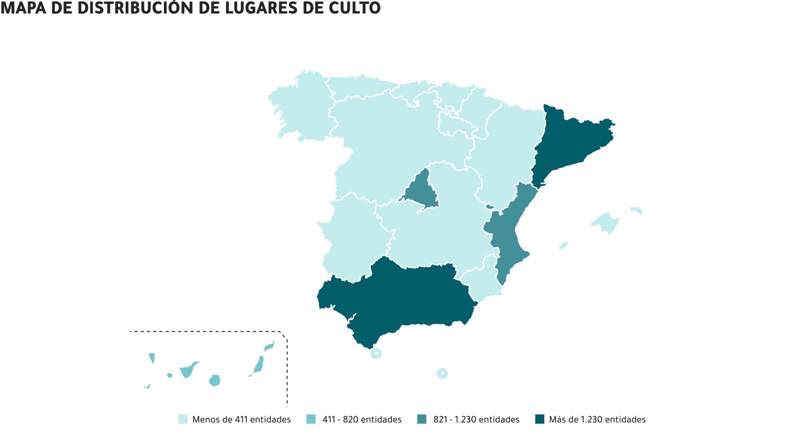 Distribución de lugares de culto en España