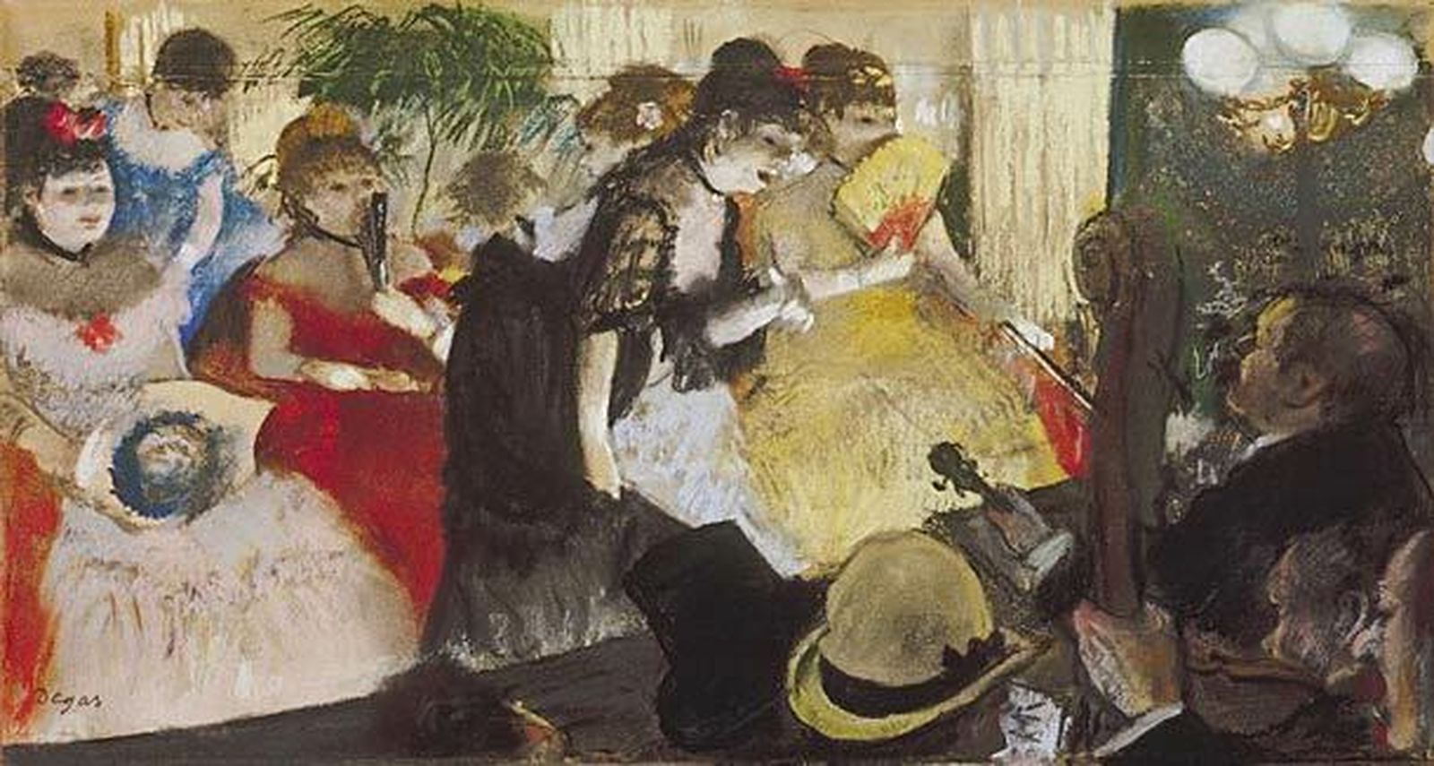 'Aux ambassadeurs', 1876, de Degas. Realizado con tinta grasa sobre monotipo sobre papel