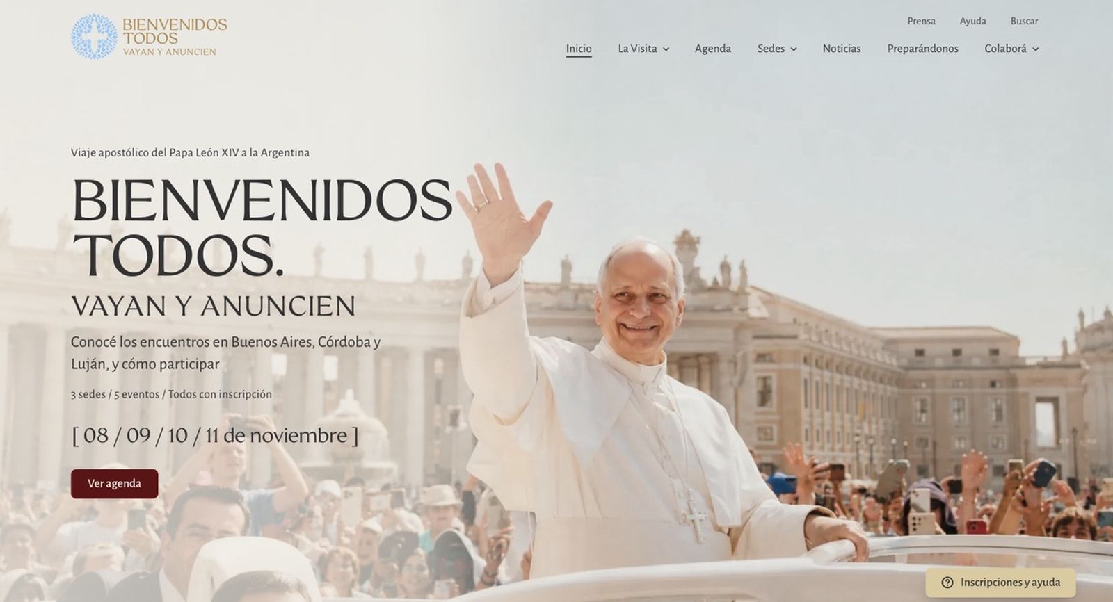 Web oficial de la visita del Papa a la Argentina