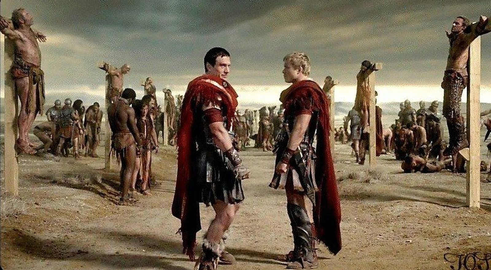 Guerra de Espartaco 6000 esclavos crucificados de Roma a Capua en 73 aC