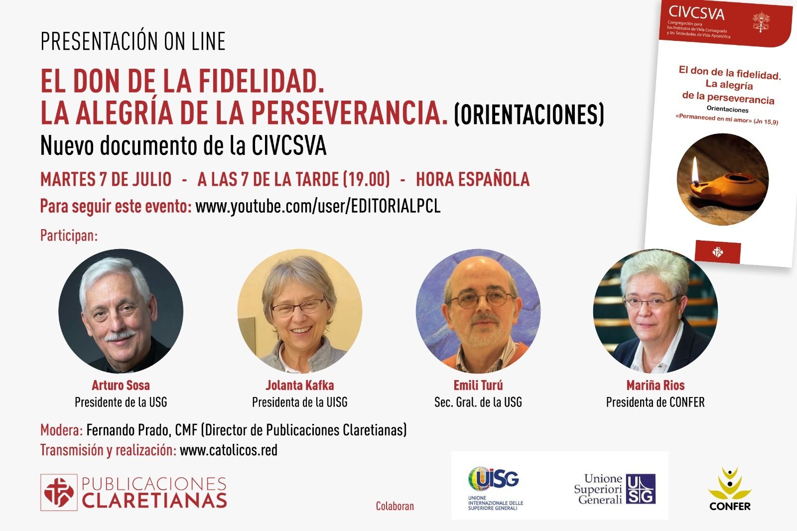 Arturo Sosa, Emilí Turú, Jolanta Kafka y Mariña Ríos presentan 'El don de la fidelidad'