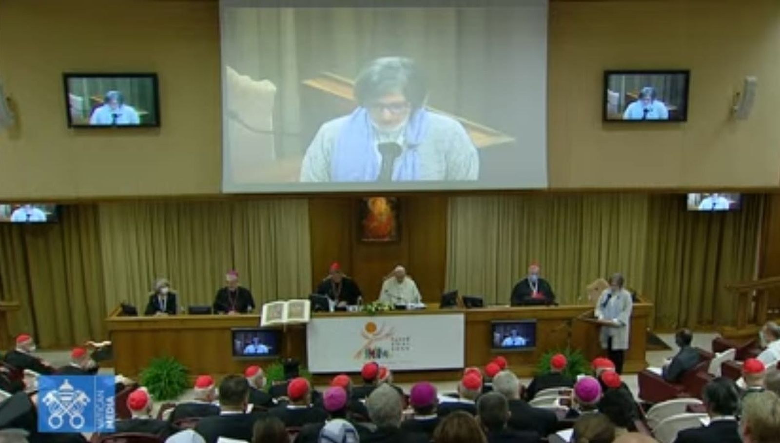 Inogés, durante su meditación introductoria ante el Papa y los cardenales y obispos