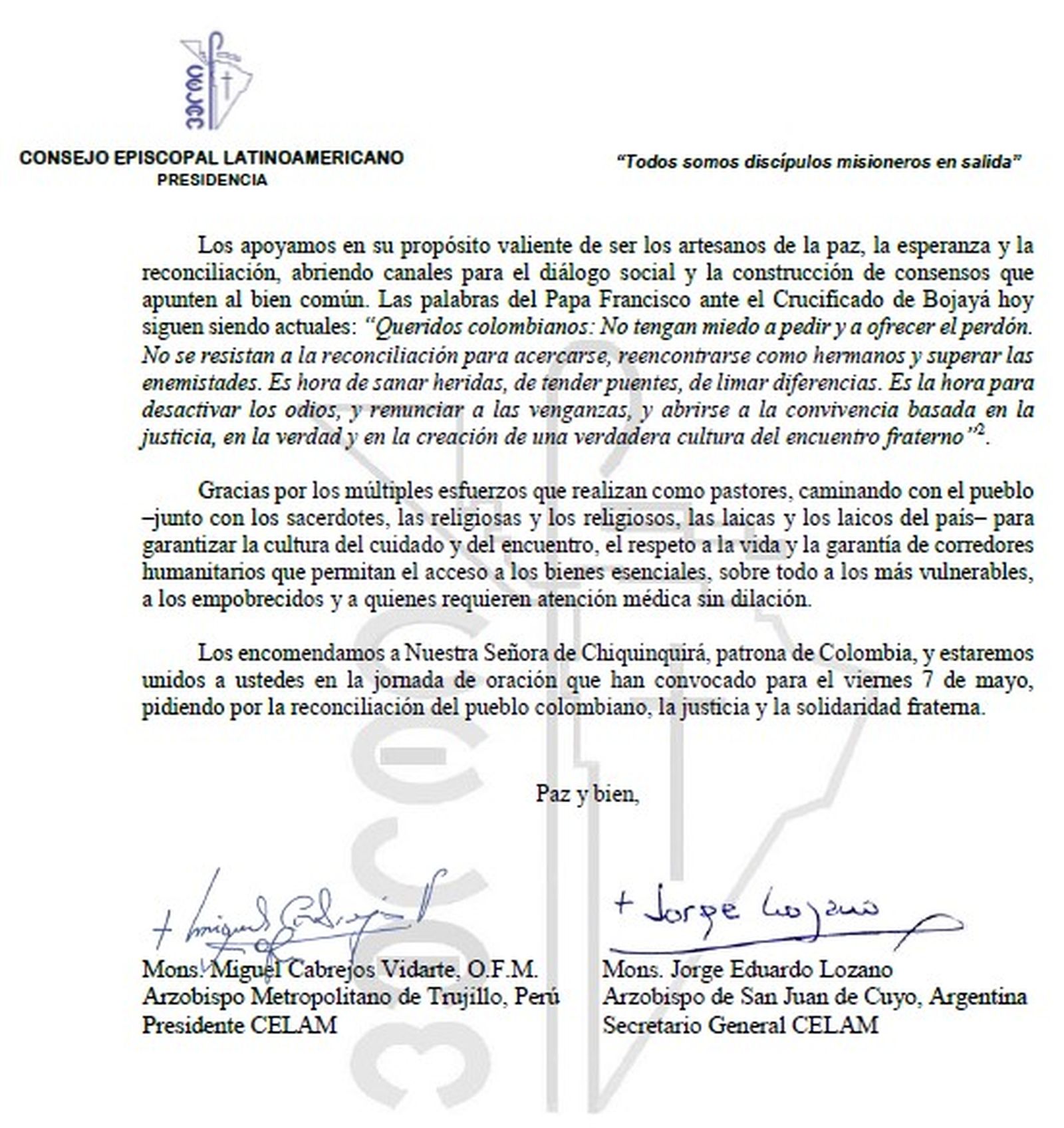 CELAM carta a CEC 2