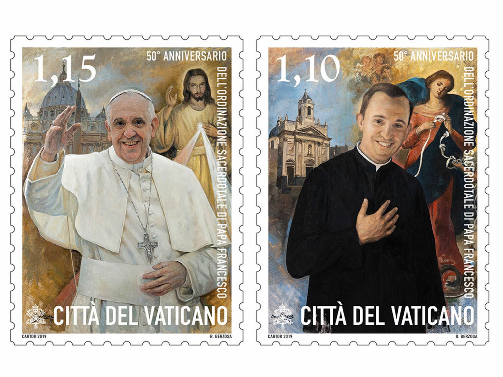 Sellos para el 50 aniversario de la ordenación de Francisco