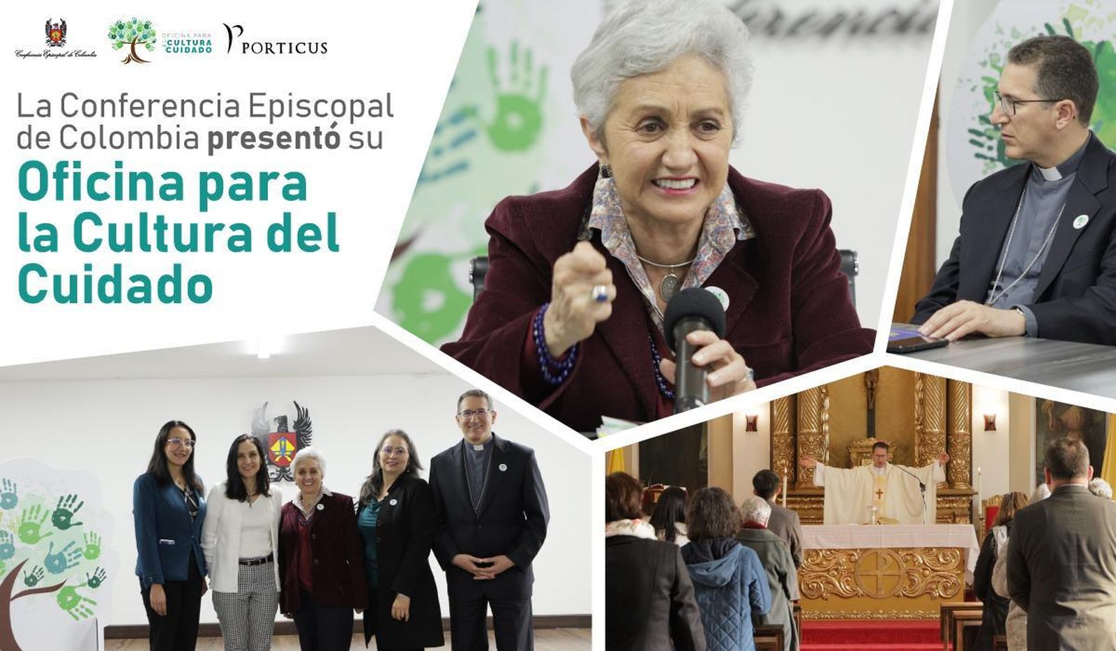 Con micrófono en mano, Ilva Myriam Hoyos, asesora de los obispos colombianos