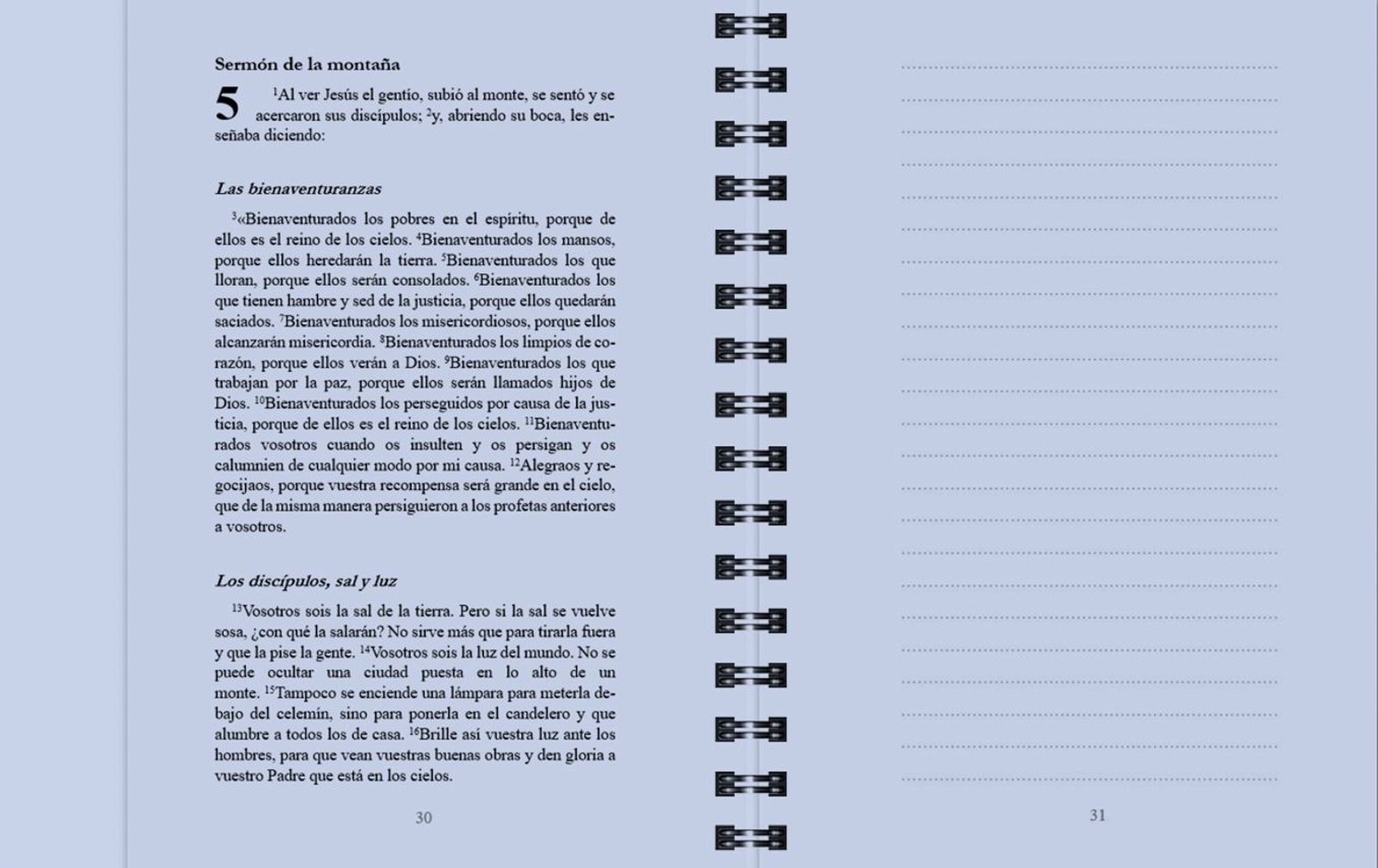 Vista interior del Cuadernillo Bíblico