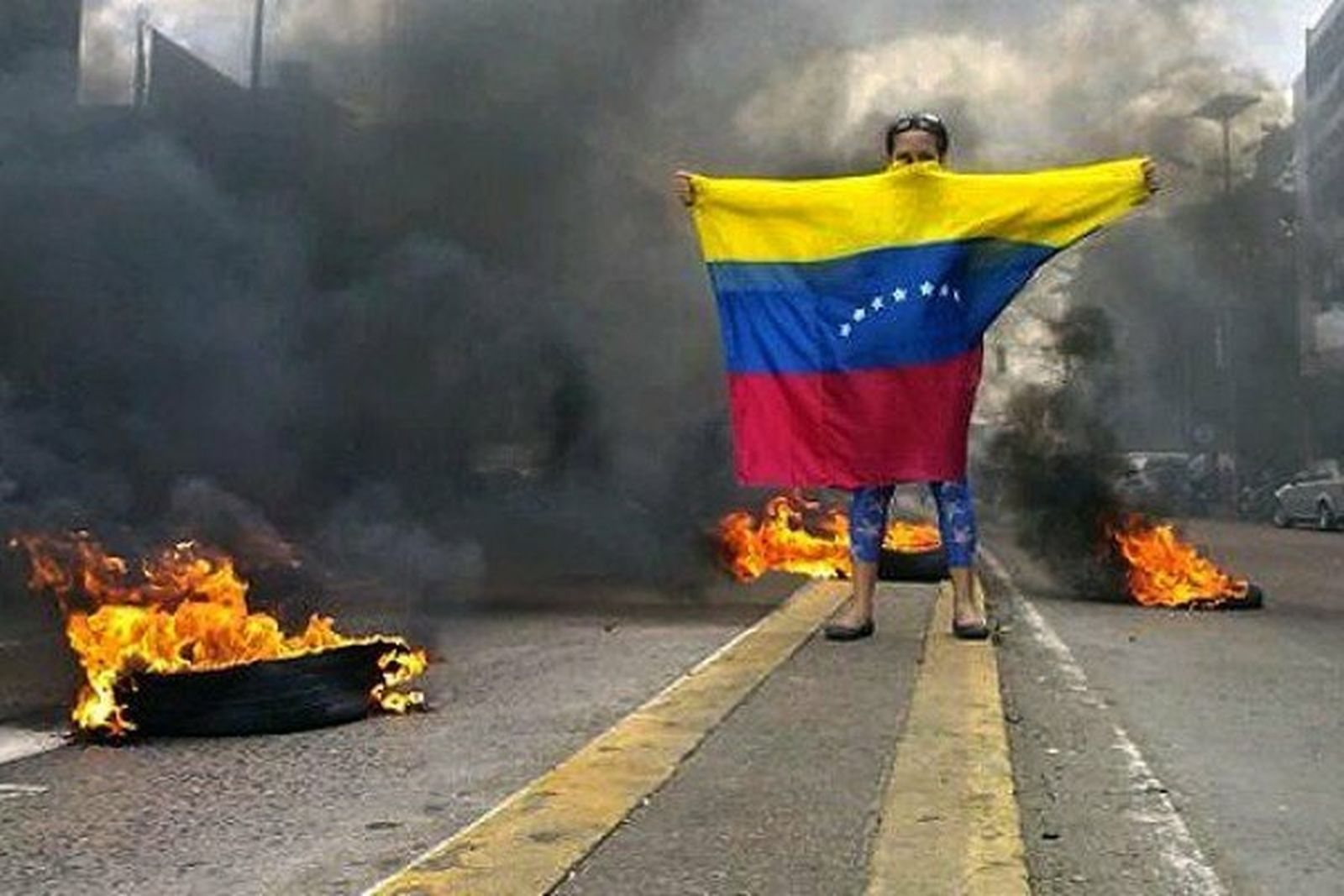 Los demócratas se manifiestan en Venezuela,