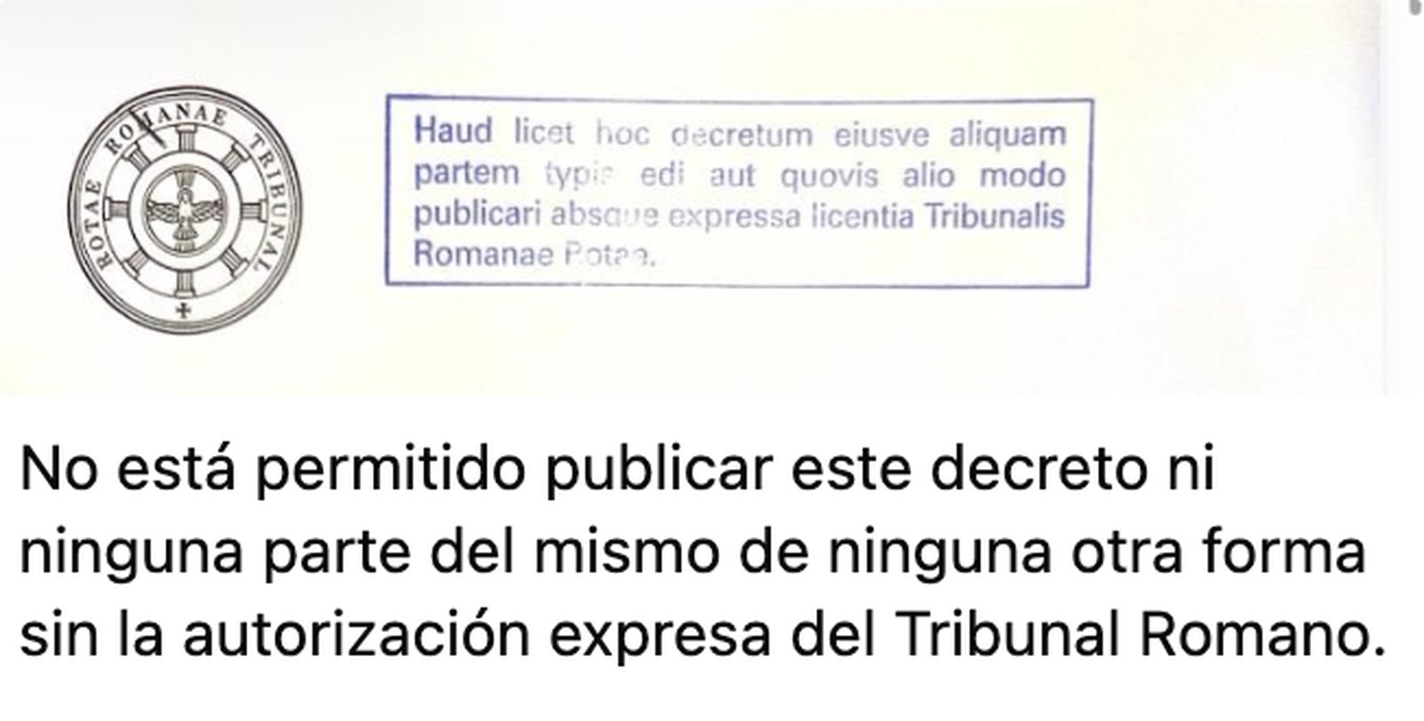 El encabezamiento del decreto de la Rota