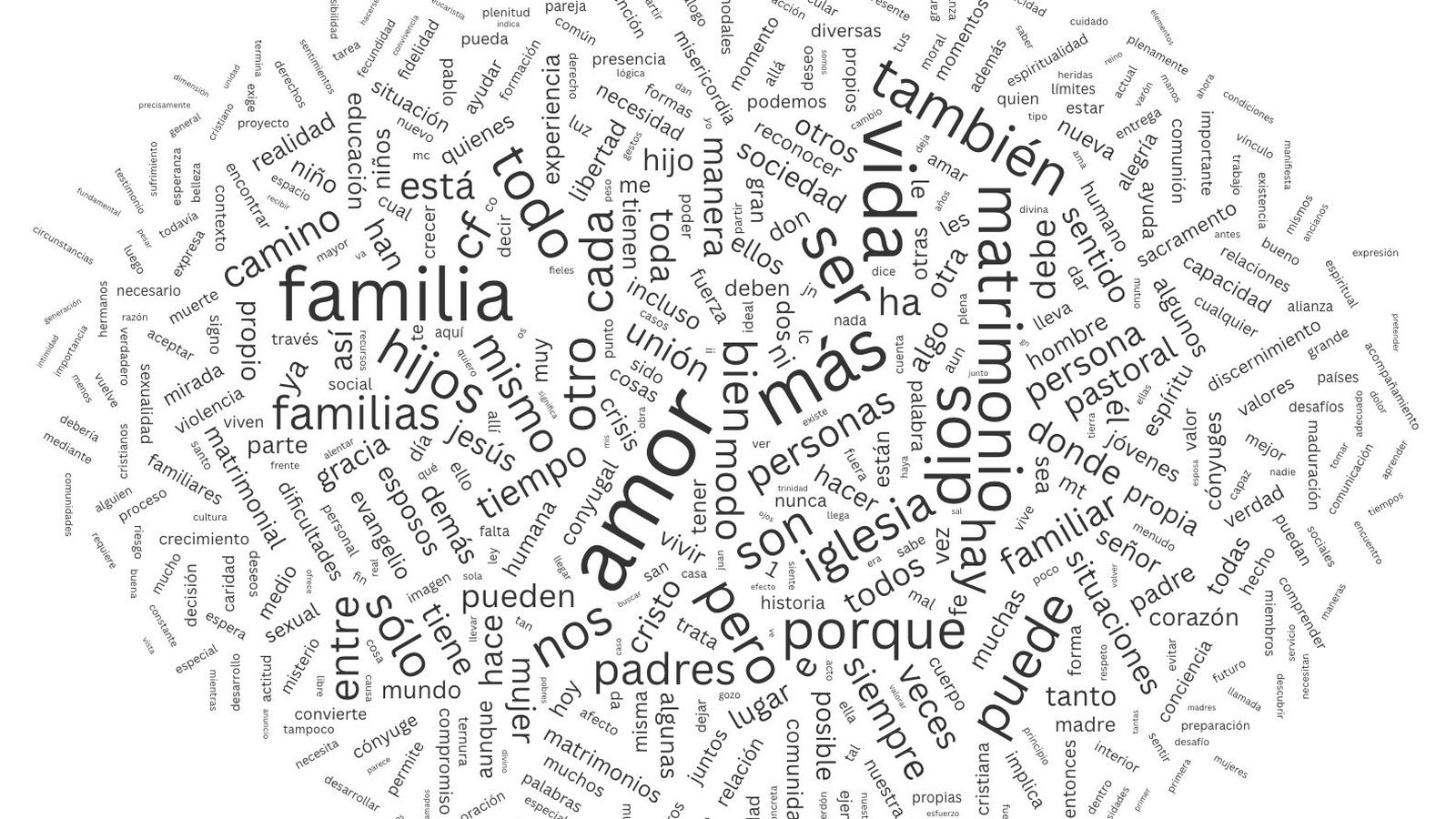 Nube de tags o representación gráfica de 'Amoris laetitia'